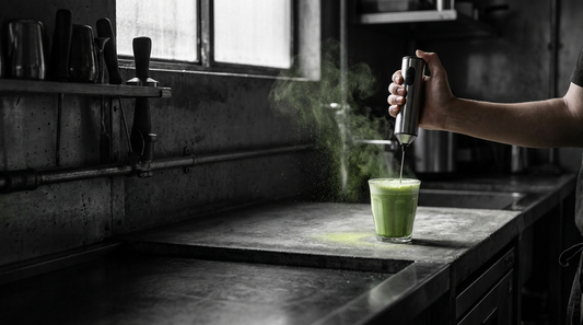 Frothing matcha without a whisk using a stainless steel electric frother
