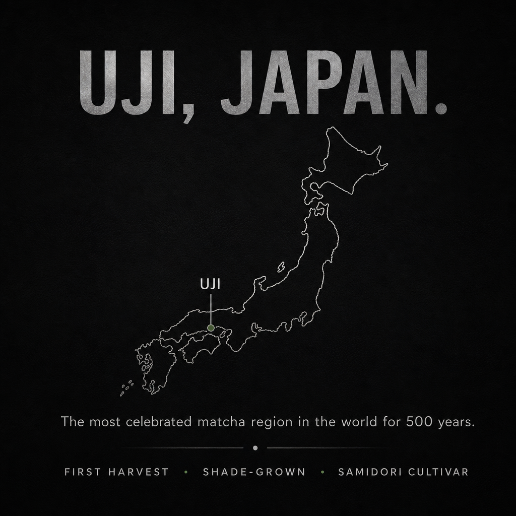 Map of Japan with Uji highlighted on a black background