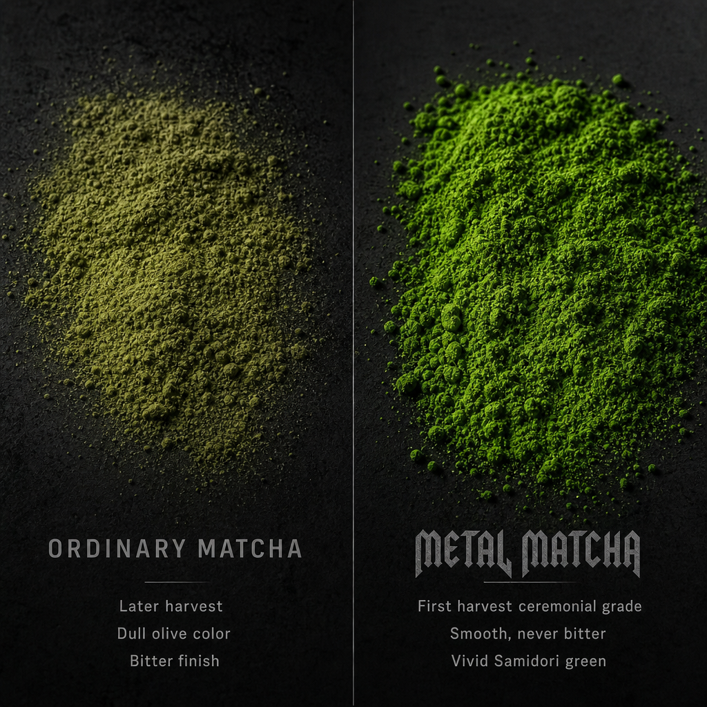 two matcha powders compared side by side